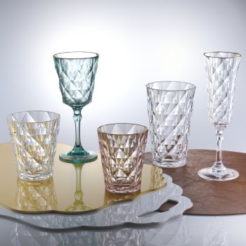 Diamond-Shaped Tumbler and Goblet